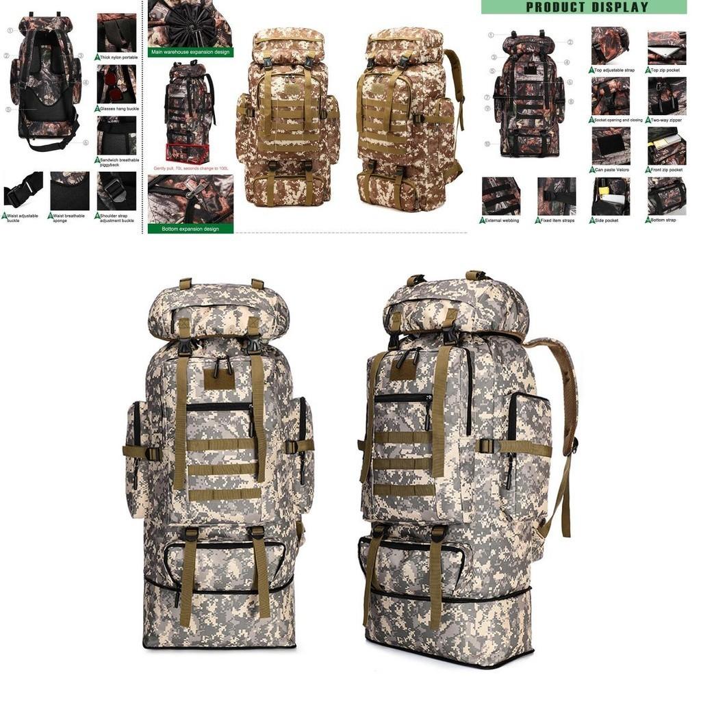 Military 70l80l100loutdoor Rucksack Tactical Backpacks Camping Hiking Trek Bag