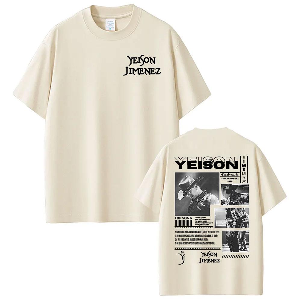 Singer Yeison JiUnisexez Album 2026 Tour Print T Shirts Unisex Women Fashion Hip Hop Gothic Tshirt High Quality Casual Cotton T Shirt