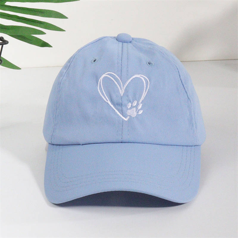 Soft Top Casual Sunshade Baseball Caps All-Match Cute Love Paw Print Wide Brim