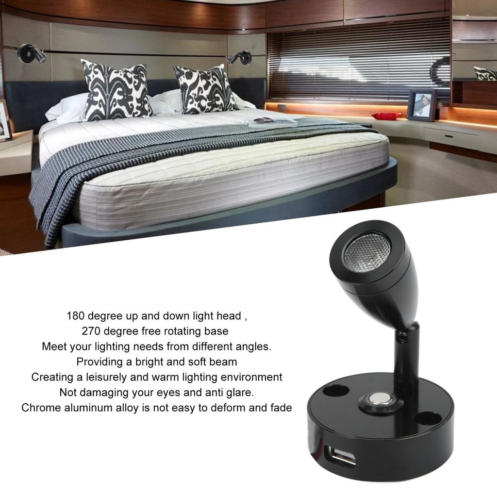 Светодиодный фонарь для RV с сенсорным диммером, 3 цвета освещения, с портом USB-зарядки, 12-24 В, 3 Вт, для кемпинговых прицепов, яхт