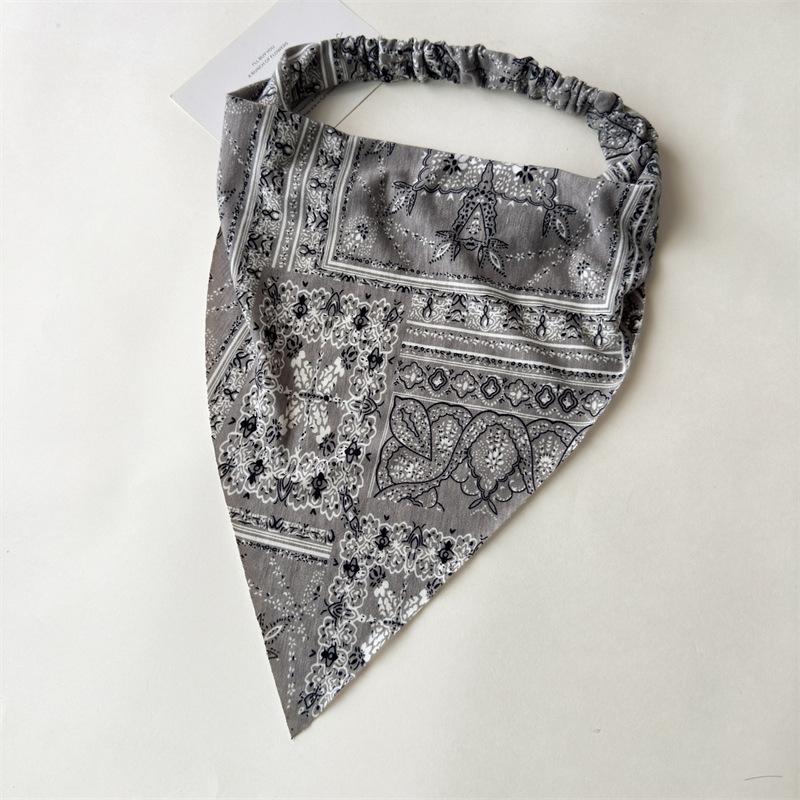 Bohemian Pattern Triangle Hair Scarf Retro Ethnic Print Protective Head Cover Integrated Elastic Band Fashion Outdoor Kerchief