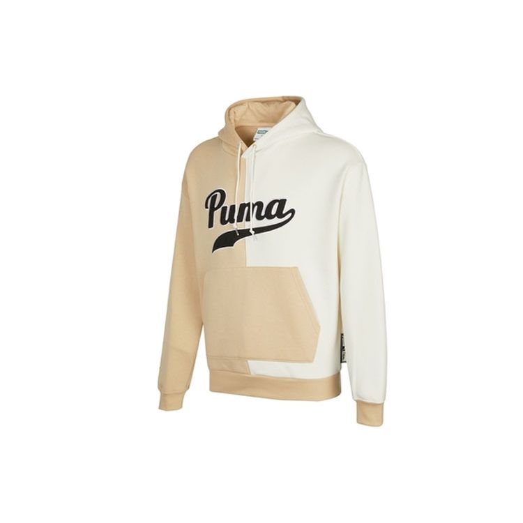 Puma Теплая толстовка с капюшоном на флисовой подкладке и вышитым логотипом, мужская толстовка светло-коричневого цвета 534381-20