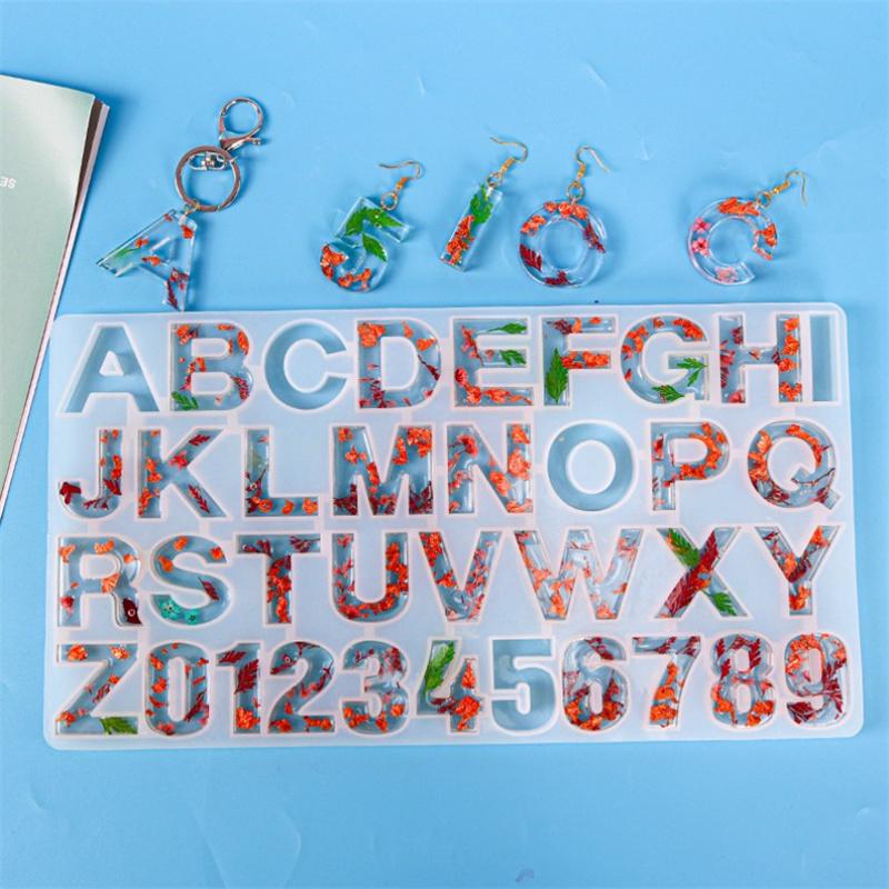 Epoxy Resin Mold Alphabet Letter Number Pendant Casting Silicone Crafts