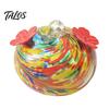 Кормушка для колибри Talos из выдувного стекла, цветная подвесная кормушка для нектара с двумя цветочными кормушками для декора сада и заднего двора