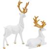 2Pcs Modern Resin Reindeer Sculpture Sitting/Standing Position Elk Figurine  Table Decor