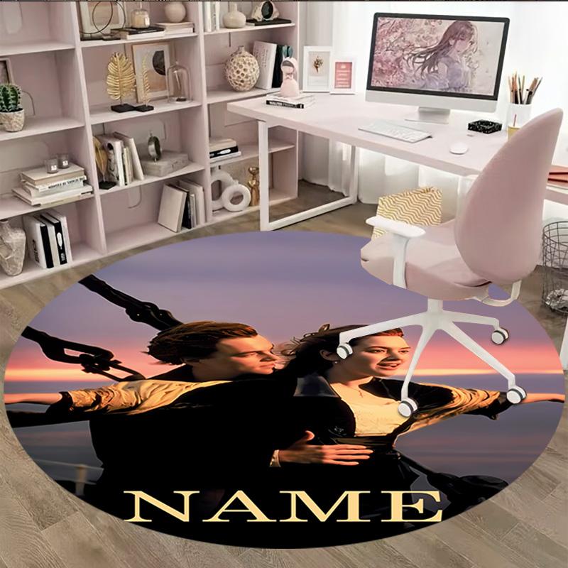 Customizable T-Titanic Round Non-Slip Carpet - Ideal for Garden, Picnic, Office, Perfect for Decoration, Suitable For All Seasons