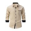 Fashion Men's Clothing Spring Autumn Cotton Men Long Sleeve Color Matching Business Pocket Slim Fit Casual Shirts