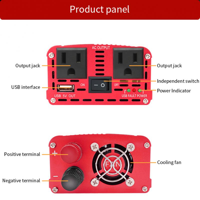 Автомобильный инвертор 1500 Вт Мощность DC 12 В в 110 В/220 В 230 В Двойной USB зарядный адаптер преобразователь Solar Omvormer 12 Naar 220 Volt Европа