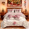3 шт. имитация рельефа розовый принт рождественского снеговика бесшовный постельный комплект, многоразмерное украшение для спальни, машинная стирка