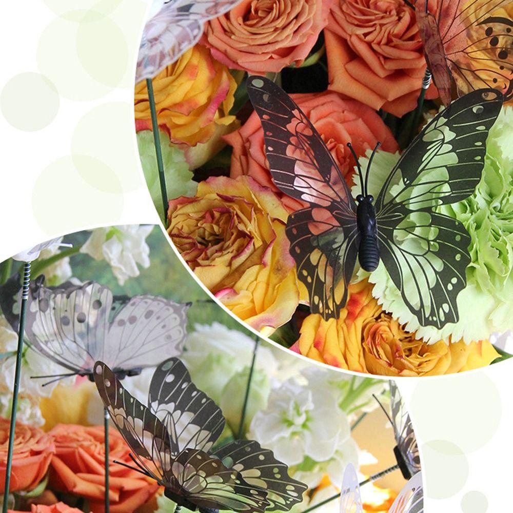 25PCS Black White Butterfly Garden Decorative Stakes Simulation Butterfly Stakes Weding Ornament