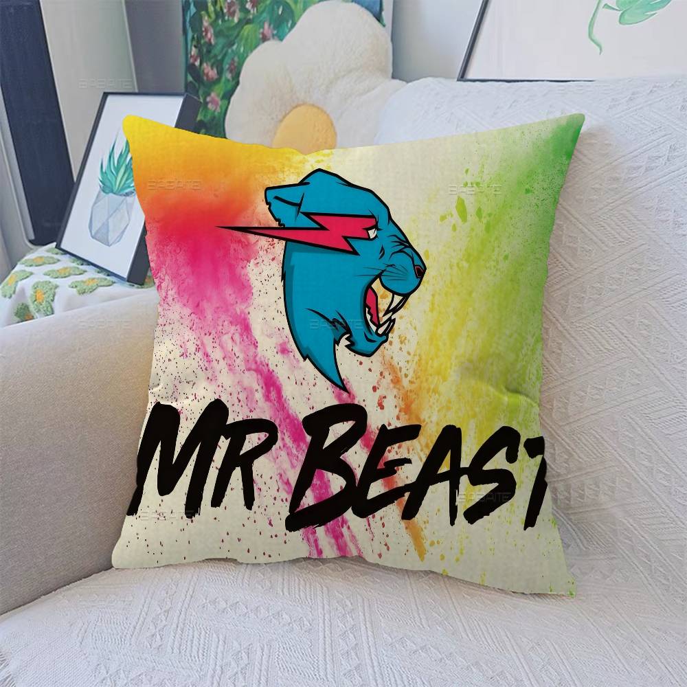 Игровой блогер MrBeast Наволочки Мультяшные Декоративные для Дивана Дома Двусторонние Короткий Плюш Милые Наволочки