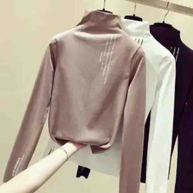 Нижняя рубашка с высоким воротником, женская весенне-осенняя без бархата, женская блузка в западном стиле с длинными рукавами
