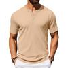 Мужская футболка-henley в рубчик с коротким рукавом