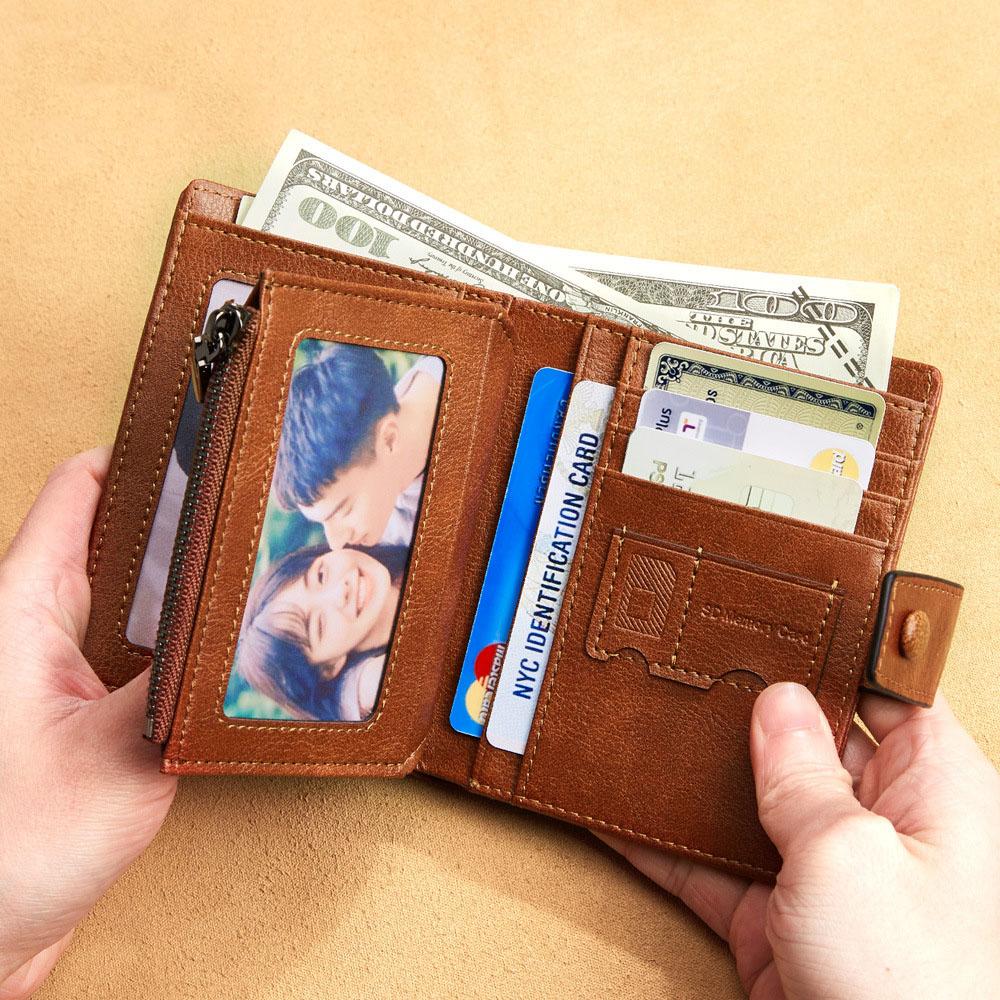 Vintage Men Genuine Leather Wallet RFID Blocking Trifold Short Multi Function Money Clip Large Capacity Zipper Coin Purse