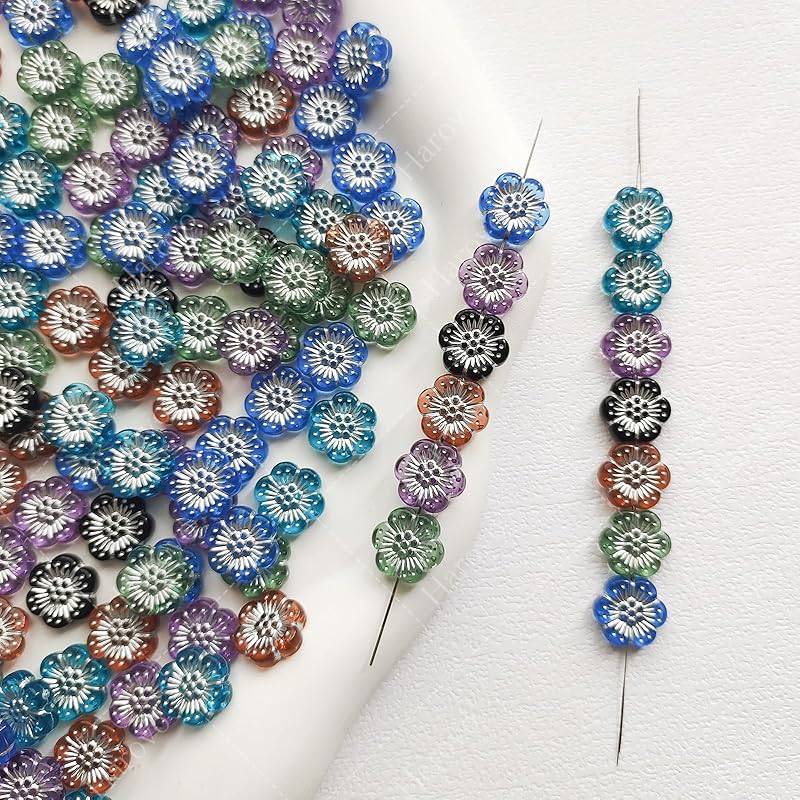 Харово цветочные бусины бусины микс антикварные бусины акриловые бусины декоративные бусины бусины рукоделие браслет серьги аксессуары детали 100 штук Смешанный цвет x