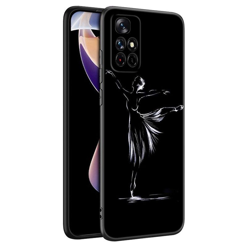 Ballet Girl Black Silicone Phone Case For Xiaomi Redmi Note 10 11 11S 12 13 4G 8 9 11T Pro 5G Plus 8T 9S 10S 12S