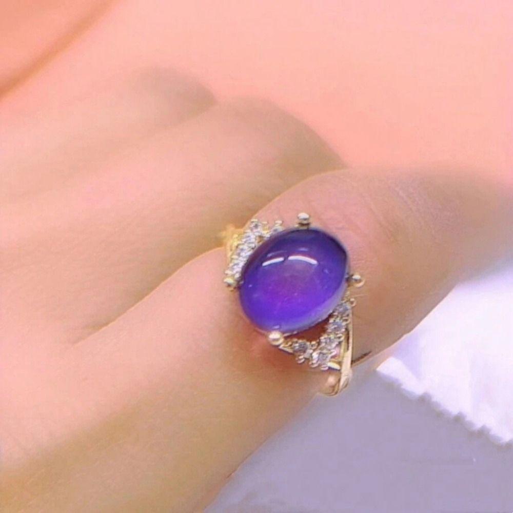 Moon Stone Retro Adjustable Mood Rings Oval Color Changing Mood Ring Changing Color Ring Couples