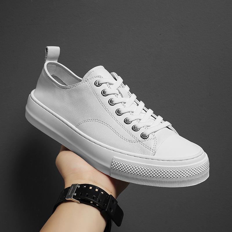 European station men's shoes genuine leather little white shoes men's brand high-end light luxury first-layer cowhide sports and leisure board shoes