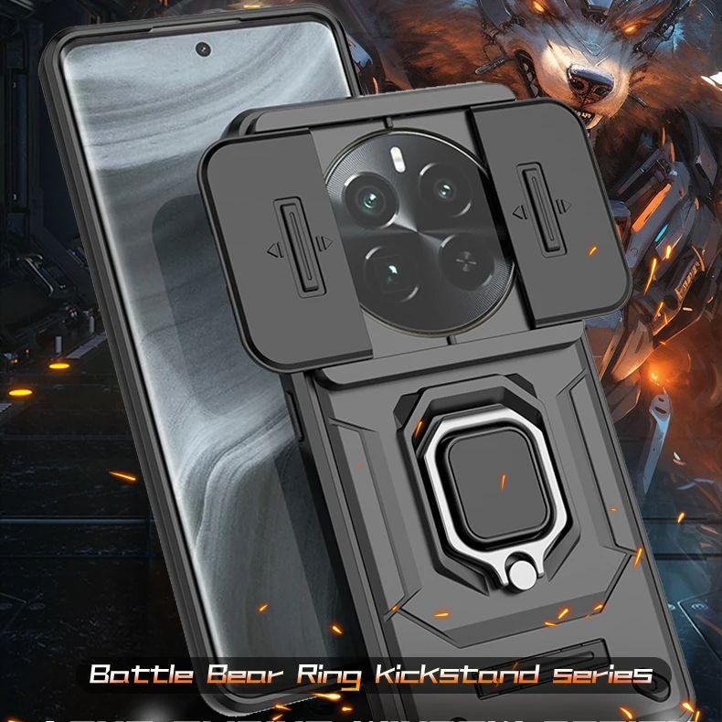 Для Realme 12 Pro Plus 5G Чехол Slide Camera Armor Magnetic Ring Stand Чехол для телефона для OPPO Realme 12 Pro 12 Pro + Plus Задняя крышка