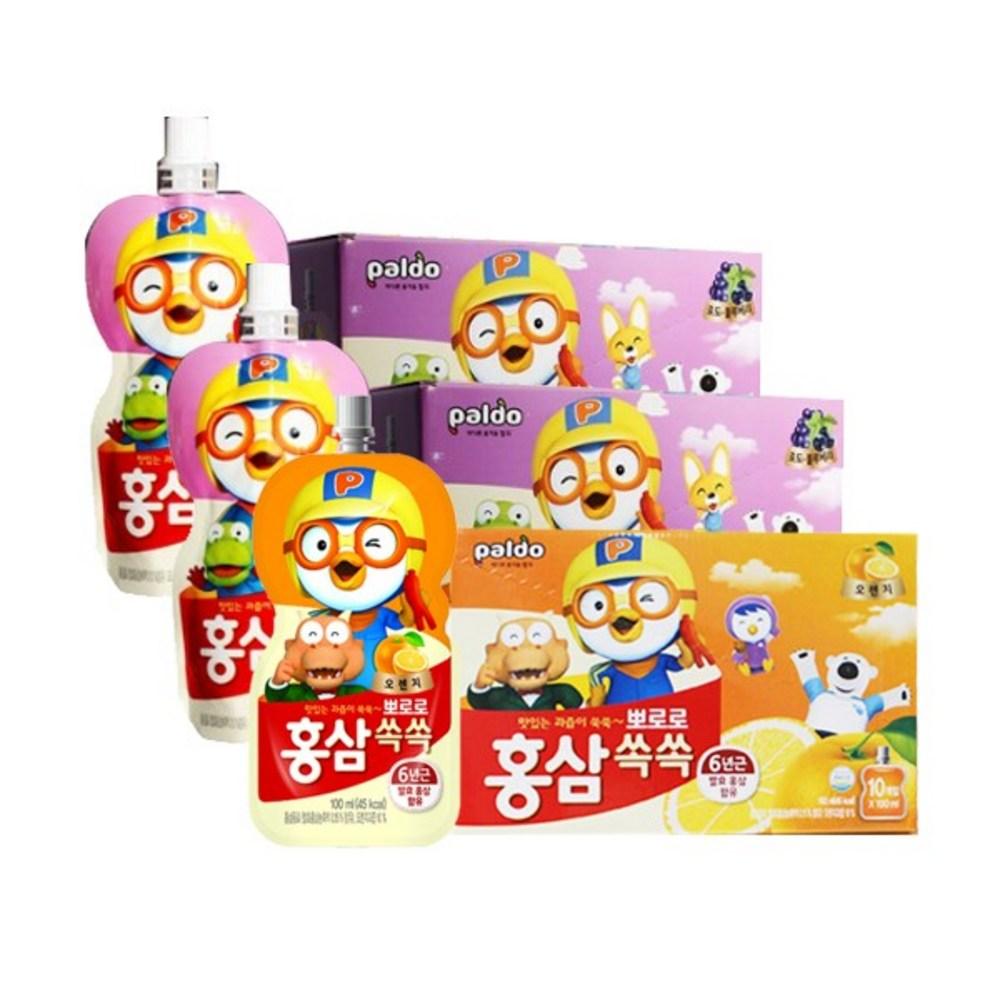 Pororo Red Ginseng Soksok Grape & Blueberry 20 Packs + Orange 10 Packs, 30 pcs, 100ml