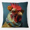 European Chicken Rooster with Glasses Portrait Poster Cushion Covers Hand Painting Pillowcase
