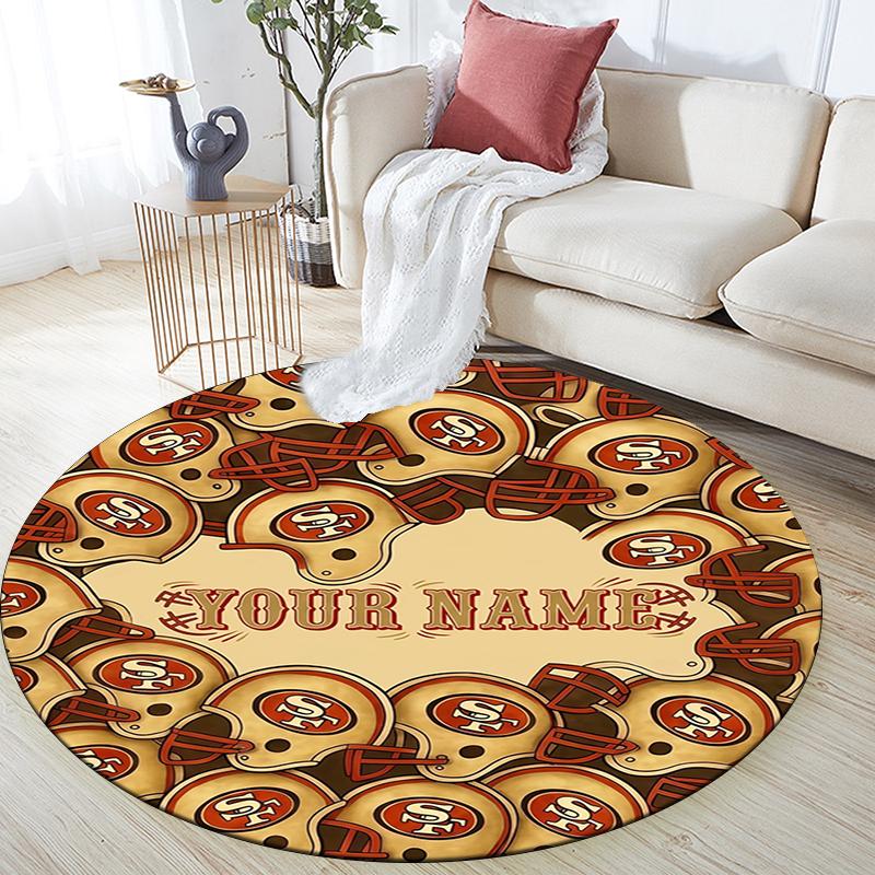 Custom Name,San Francisco 49ers pattern round rug,Carpet Rug for Living Room Bedroom Playroom ,Non-slip Floor Mat,Holiday Gifts and Birthday Gifts.