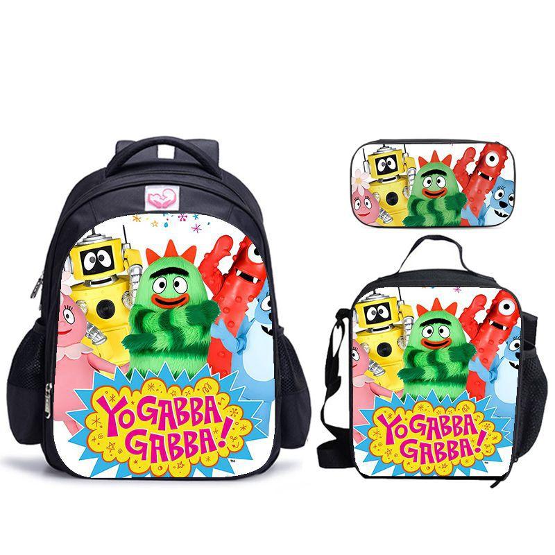 Школьный набор с принтом Yogabbagabba Yo Gabba Gabbalan Рюкзак Сумка для еды Пенал Набор из 3 предметов