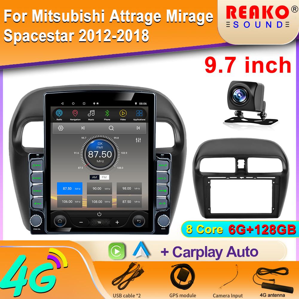 9,7-дюймовый вертикальный экран Tesla Android 12 автомобильное радио для Mitsubishi Mirage Attrage 2012-2018 GPS-навигация Carplay Player