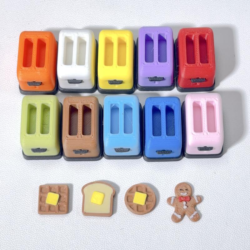 112 Scale Dollhouse Mini Toaster 5Pcs with Bread Biscuit Realistic Kitchen Breakfast Pretend Appliance Set for Playroom Use