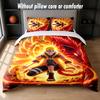 Naruto Uzumaki Design Bed Bedding Set 1 Duvet Cover + 2 Pillowcases Soft Breathable Household Bed Linens