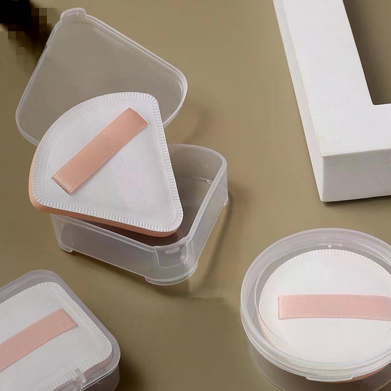 10Pcs Plastic Box Case For Puff Transparent Sponge Puff Portable Travel Cosmetic Bags Cosmetics Storage Case