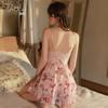 Women's Lace Sheer Mesh Butterfly Print Sleep Dress with Robe Lounge Set