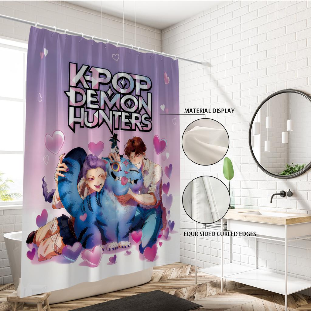 1 шт. K-pop Принт Охотники на демонов Водонепроницаемая шторка для душа Несколько размеров Приватная подвесная шторка и 12 крючков Легкая установка