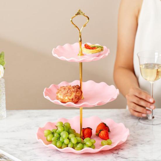 3-х уровневая башня-стенд для кексов, стойка для демонстрации десертов, не содержит бисфенол А, большая вместимость, простая сборка, многоуровневый поднос для сервировки тортов, принадлежности для вечеринок