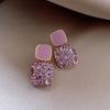 1 Pair Women Earrings Shining Rhinestone Oil Drip Geometric Decor Europe And America Decoration