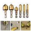 6PCS 5 Flute 6-19mm 90 Degree Countersink Drill Bit Set Drilling for Wood Metal