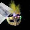 Party Supplies Feather Butterfly Mask Light Up Venice Masquerade Masks LED Glowing Mask  Gift