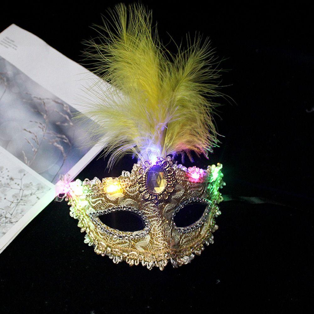 Party Supplies Feather Butterfly Mask Light Up Venice Masquerade Masks LED Glowing Mask Gift