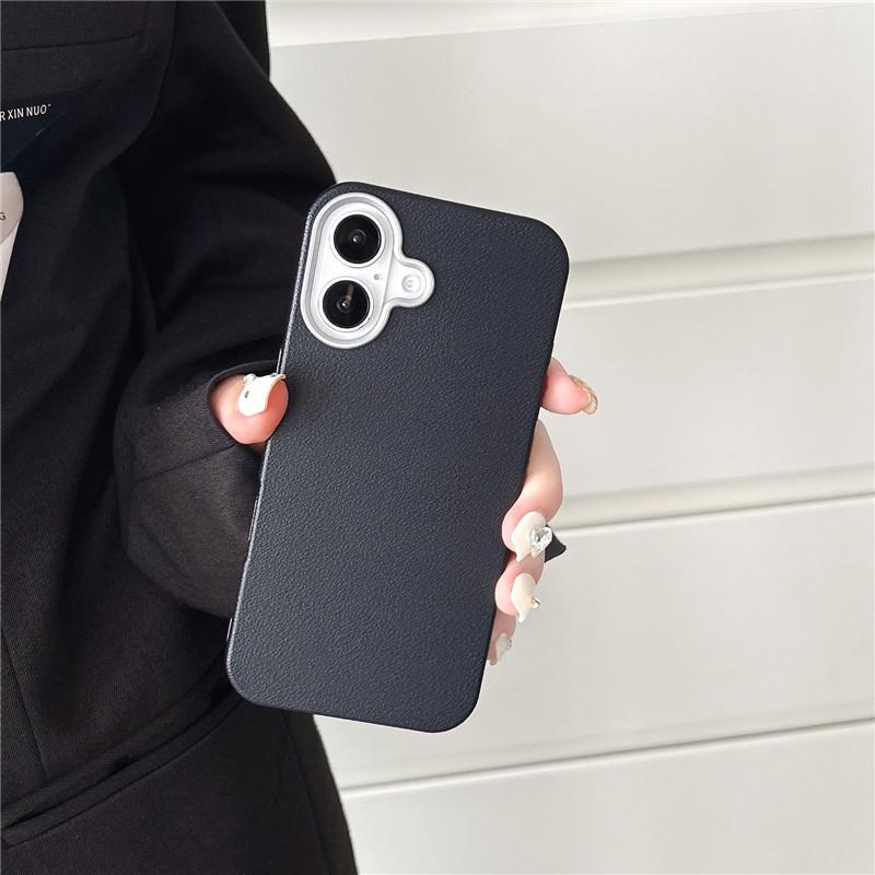Простой чехол с текстурой кожи, противоударный, для iPhone 16/15/14/13/12/Apple 17 Pro, однотонный, новая модель