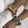 3 Styles Vintage Hip Hop Metal Cuff Bangles Punk Gold Silver Color Geometric Spring Bangles For Women Bracelet Men Jewelry