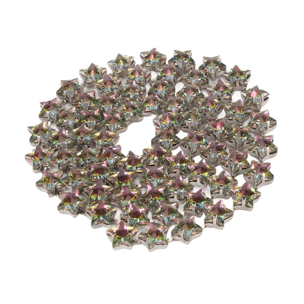 1PCS 1 Yard Length Rhinestone Chain Close Chain Crystal Applique Rhinestone Trim DIY Sewing