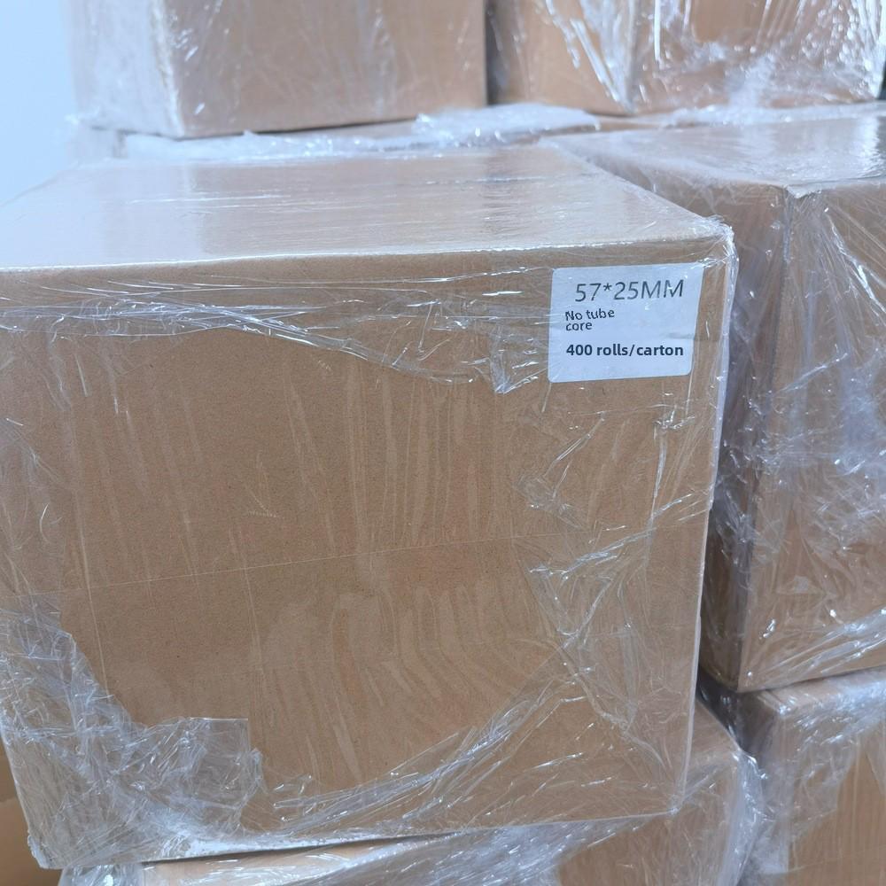 Универсальная самоклеящаяся термобумага в рулоне 57×25 для карманных принтеров (без сердечника)