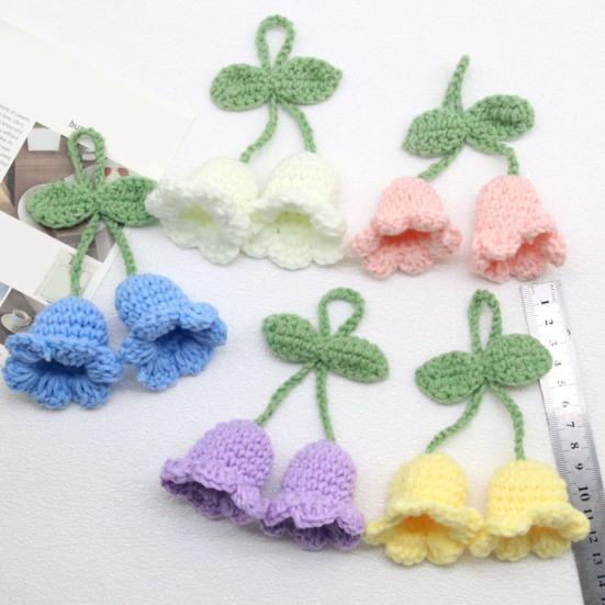 Вязаный брелок для ключей с цветком ручной работы, женский вязаный крючком шерстяной цветок, сумка в виде листа, подвески