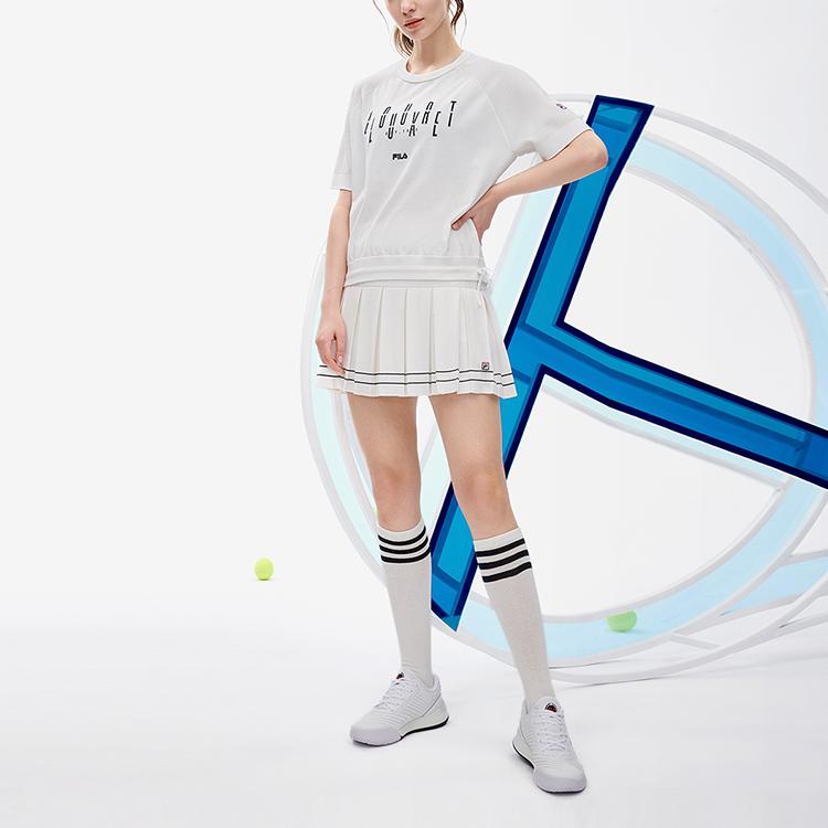 Fila Атлетика Мода Тканый Удобный Плиссированный Повседневный Юбка Женские юбки Нефритово-белый A11W223302FWT