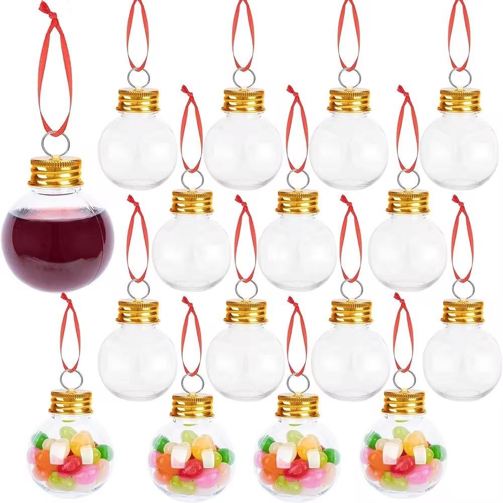 10Pcs Christmas Tree Ornament Fillable Booze Water Bottle Bulbs Shape Plastic Clear Christmas Ball Pendant Home Party Decor