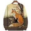 Animal Fox Printed Hoody Men Oversized Sweatshirts Hip Hop Round Neck Streetwear Clothing Loose Fleece Men's Hoodies Pullover