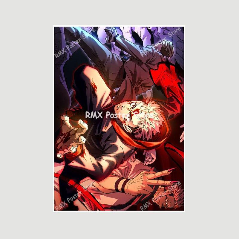 Белые бумажные постеры Jujutsu Kaisen, японские классические аниме-принты, украшение для дома, настенные наклейки, декор для гостиной, бара