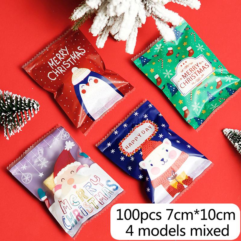 100 шт. 7*10 см. Пакеты для горячего запечатывания печенья Санта-Клауса для упаковки конфет, нуги, печенья, рождественских и новогодних украшений для вечеринок