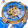 Ladies' Waterproof Luminous Automatic Mechanical Watch Gold Hollowed Out Movement with Diamond Dial Holiday Gift Women's Fashion Watch