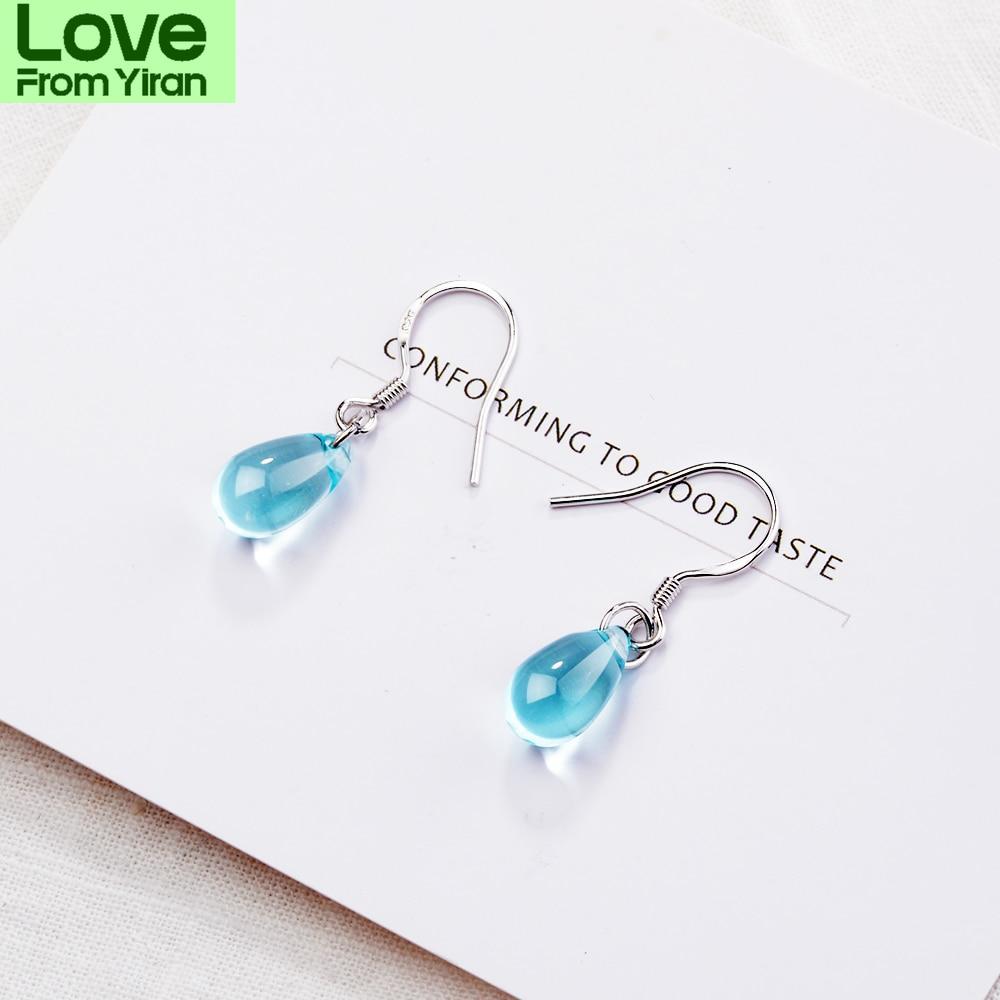 Серьги-капли с голубыми кристаллами для женщин, серьги из стерлингового серебра 925 пробы, букле д'Орей S-E666